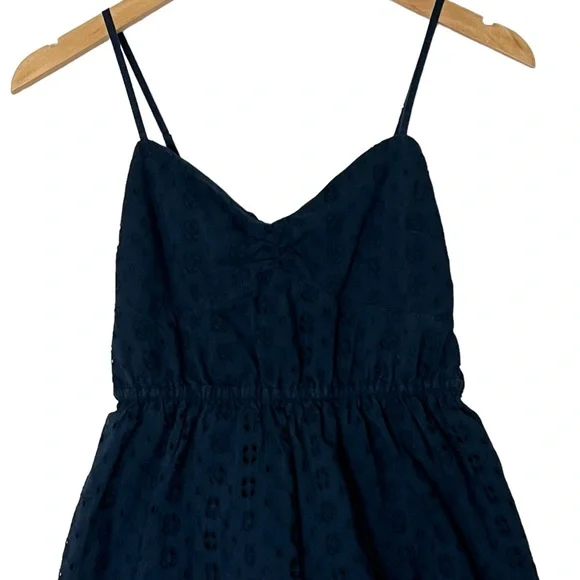 J. Crew | Navy eyelet spaghetti strap fit and flare mini sundress extra … - Picture 2 of 10
